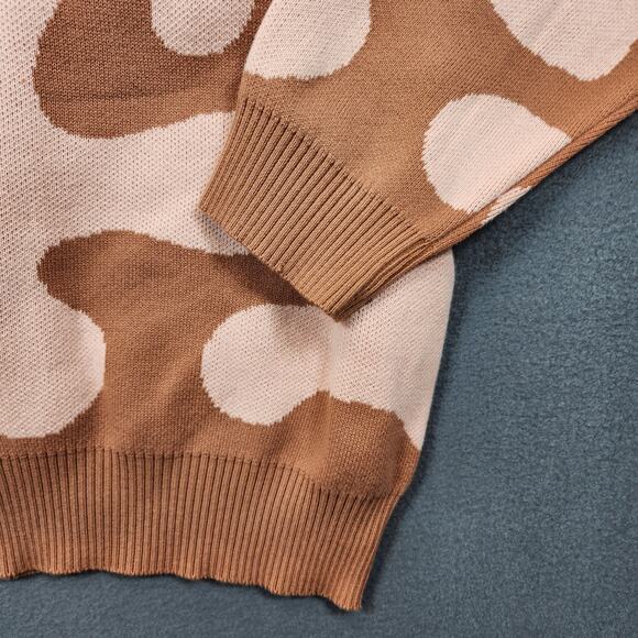 Pacsun Womens Sweater Small Pink Brown Camo Abstract Crewneck Stretch Preppy - Picture 12 of 15